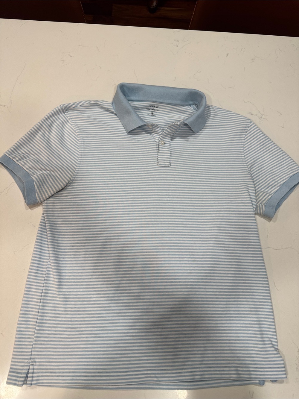 J. Crew Men's Pale Blue & White Striped Polo